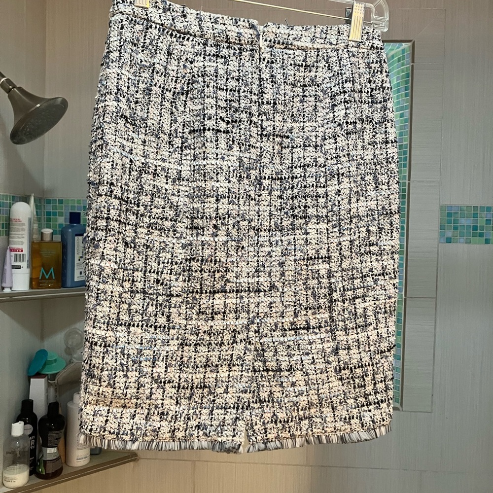 Ann Taylor Black and White Tweed Pencil Skirt